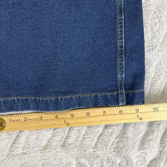 Pajama Jeans Womens Med Bootcut Blue Stretch Denim Faux Fly Pull On Drawstring - Picture 9 of 9